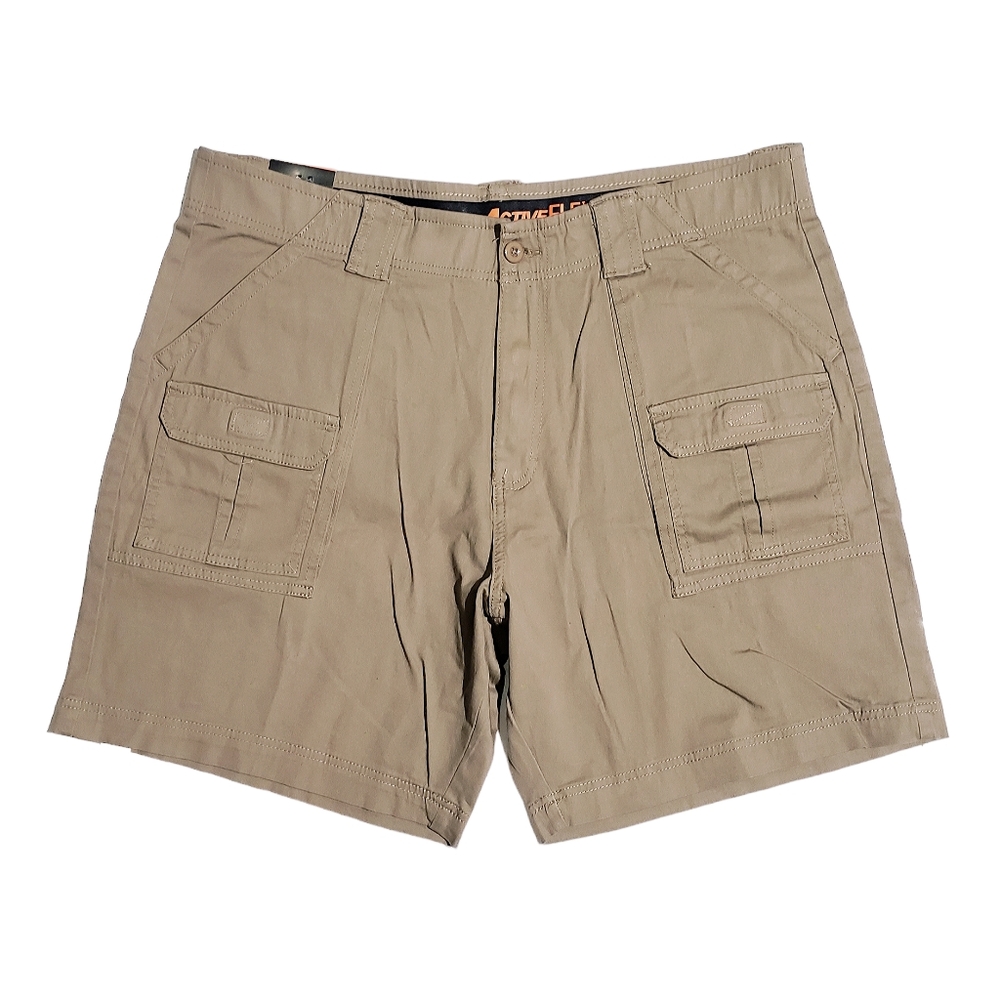 Architect Activeflex Mens Stretch Twill Cargo Shorts Khaki Color Size 38 NWT